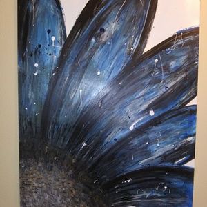 Abstract Blue Flower Painting